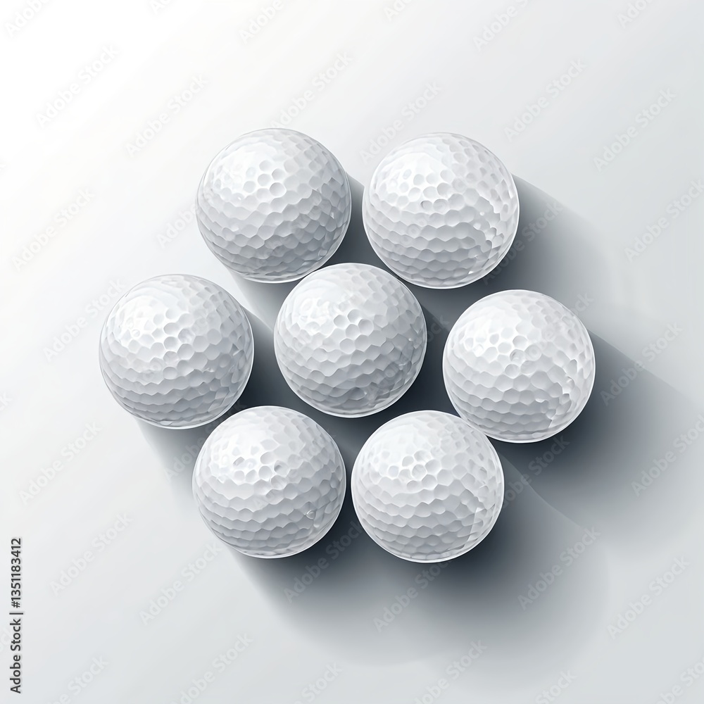 Six Golf Balls Arranged in a Circle Six Golf Balls Arranged in a Circle