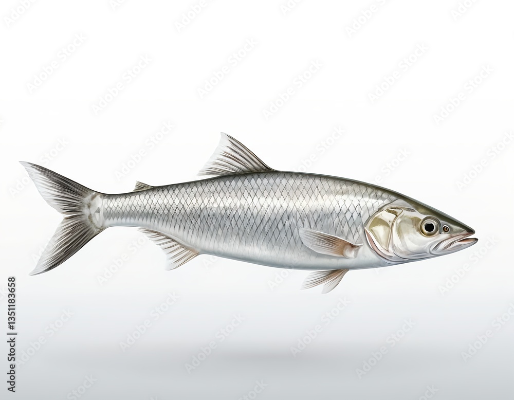 Fototapeta premium Silverfish, Fish, Aquatic Animal, Isolated on White Background