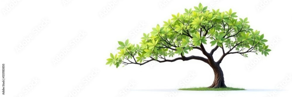 Single isolated tree branch on white background, tree, white