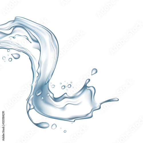 Water Splashing in Motion. A graceful, abstract water splash, perfect for showcasing purity, freshness, and dynamism.