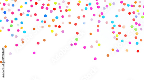 Colorful dots scattered on transparent or white background