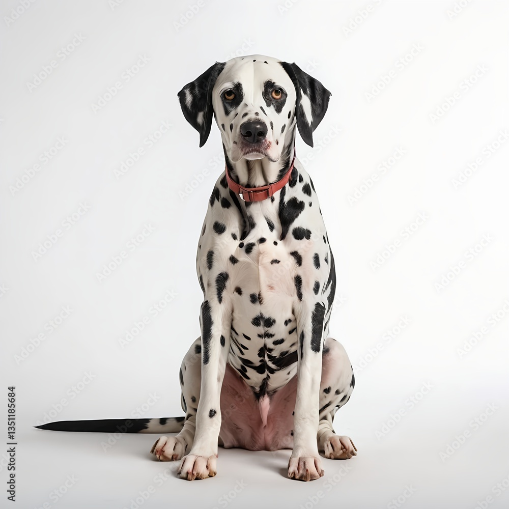 Dalmatian Dog Sitting on White Background Dalmatian Dog Sitting on White Background