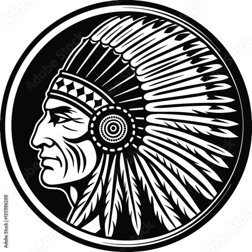 Indian chief minimalist and simple silhouette vector image (34).eps