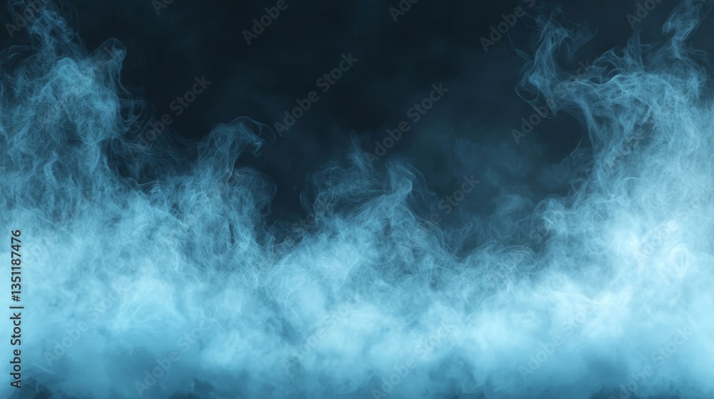 Fototapeta premium Mystical blue smoke abstract swirls on dark background for artistic design and visual effects