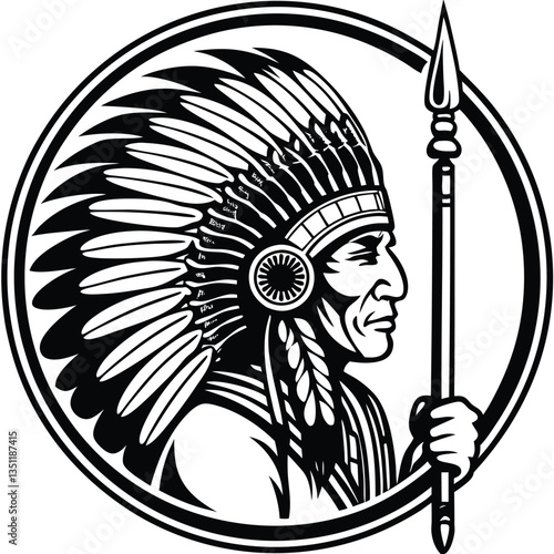 Indian chief minimalist and simple silhouette vector image (38).eps