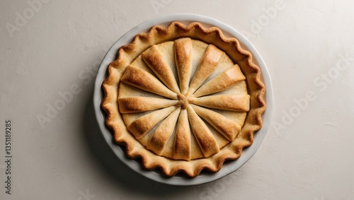 Freshly Baked Golden Brown Pie with Perfect Crust in White Plate