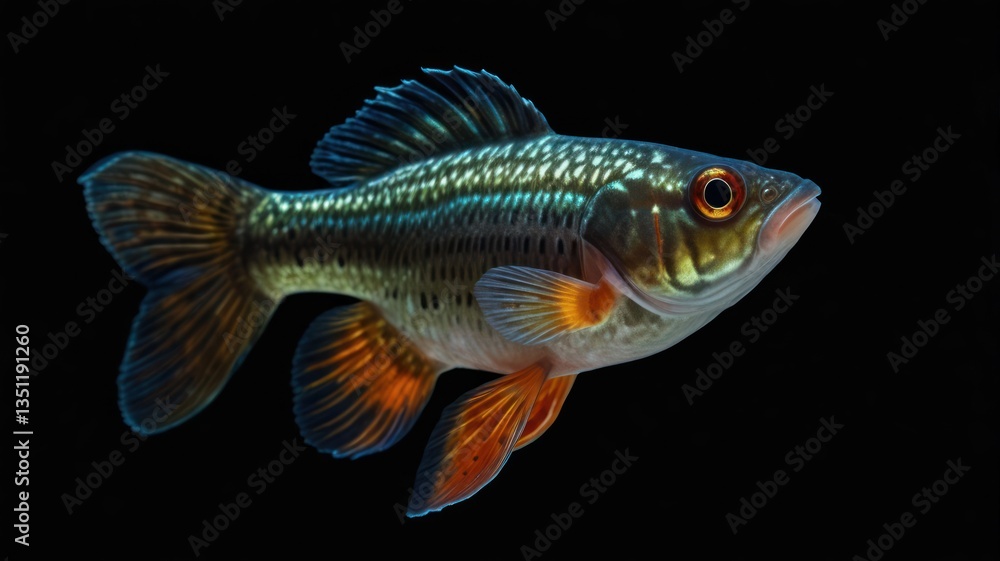 Profile view of a colorful fish