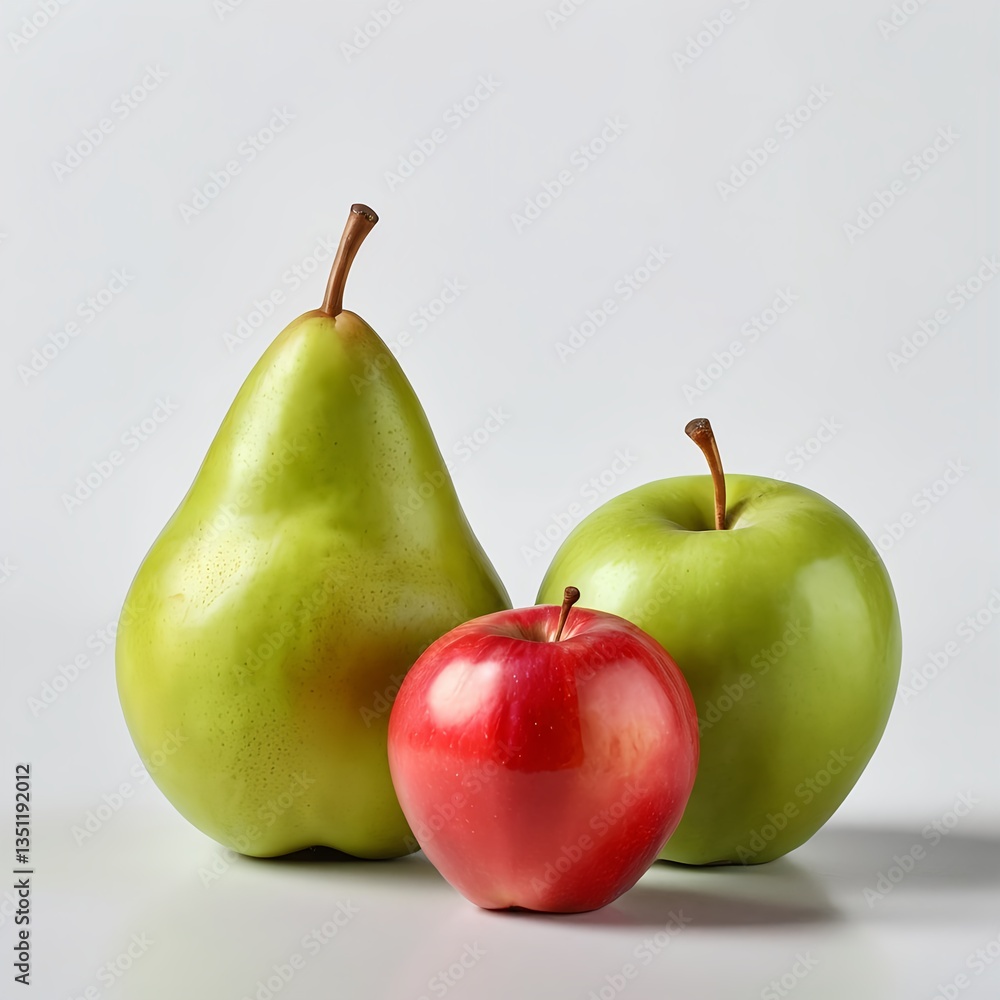 Green Pear, Green Apple, and Red Apple Still Life Green Pear, Green Apple, and Red Apple Still Life