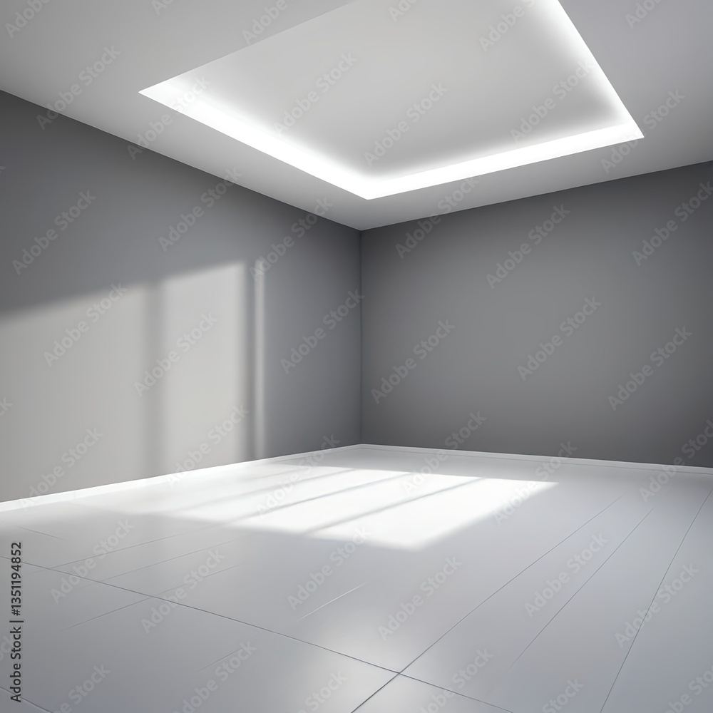 Minimalist Empty Room with White Floor and Gray Walls Minimalist Empty Room with White Floor and Gray Walls