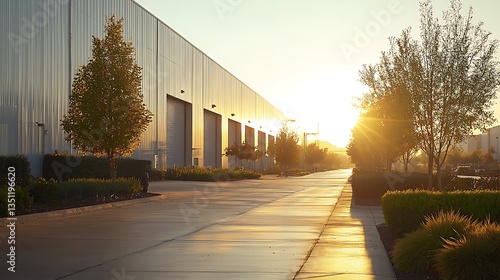 Modern Industrial Building Sunrise