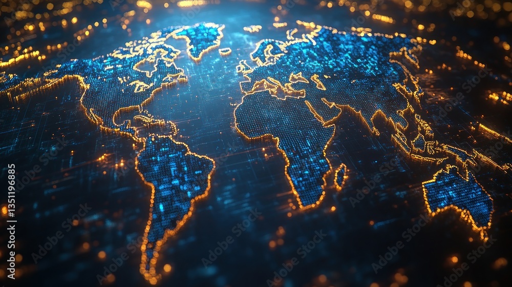 Naklejka premium Global digital network map