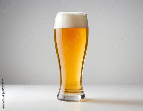 Glass of Light Beer with Head
