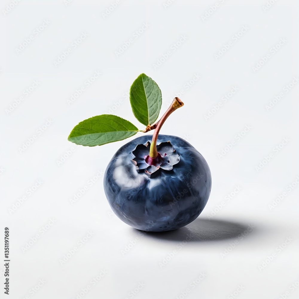 Single Blueberry with Leaves Single Blueberry with Leaves