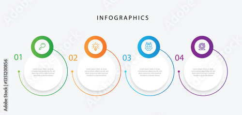 Design template infographic vector element. 4 step process infographic with icons and paper style. Vector timeline can be used for workflow, business presentation and web graphic design.