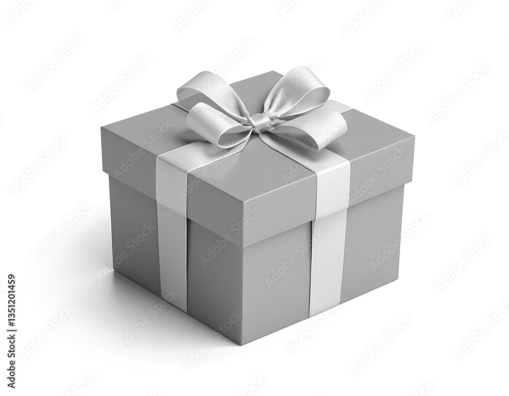 Obraz premium Gray Gift Box with Silver Ribbon