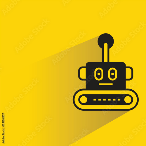 droid robot icon on shadow yellow background