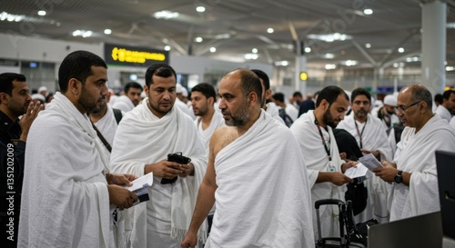 Hajj Pilgrims at Airport: Awaiting Departure for Mecca