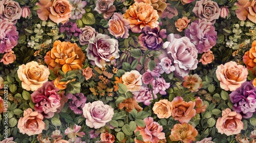 Wallpaper Mural Romantic Floral Wallpaper with  Roses,  Blush, and  Peach Tones Torontodigital.ca
