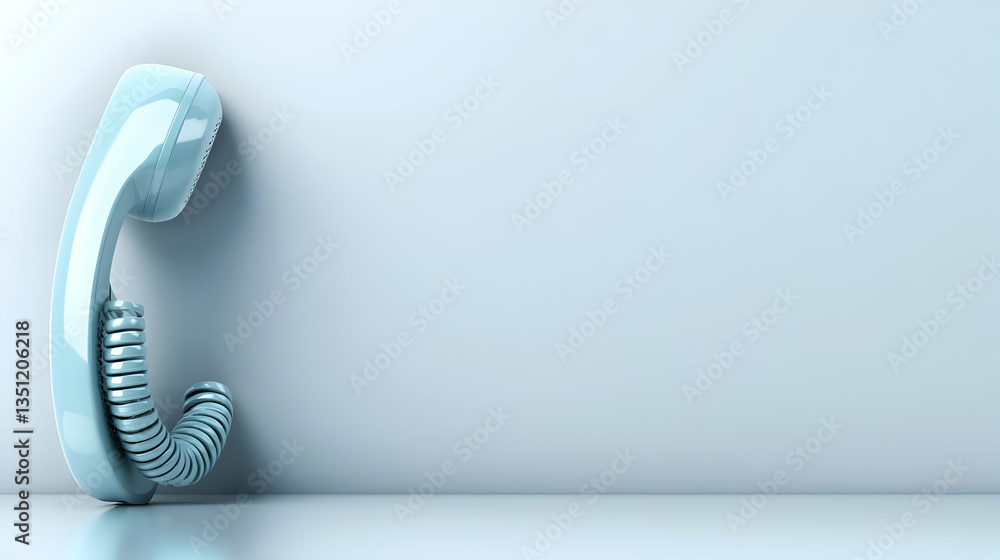 Blue Retro Phone on Wall, Minimalist Background, Communication Concept Blue Retro Phone on Wall, Minimalist Background, Communication Concept