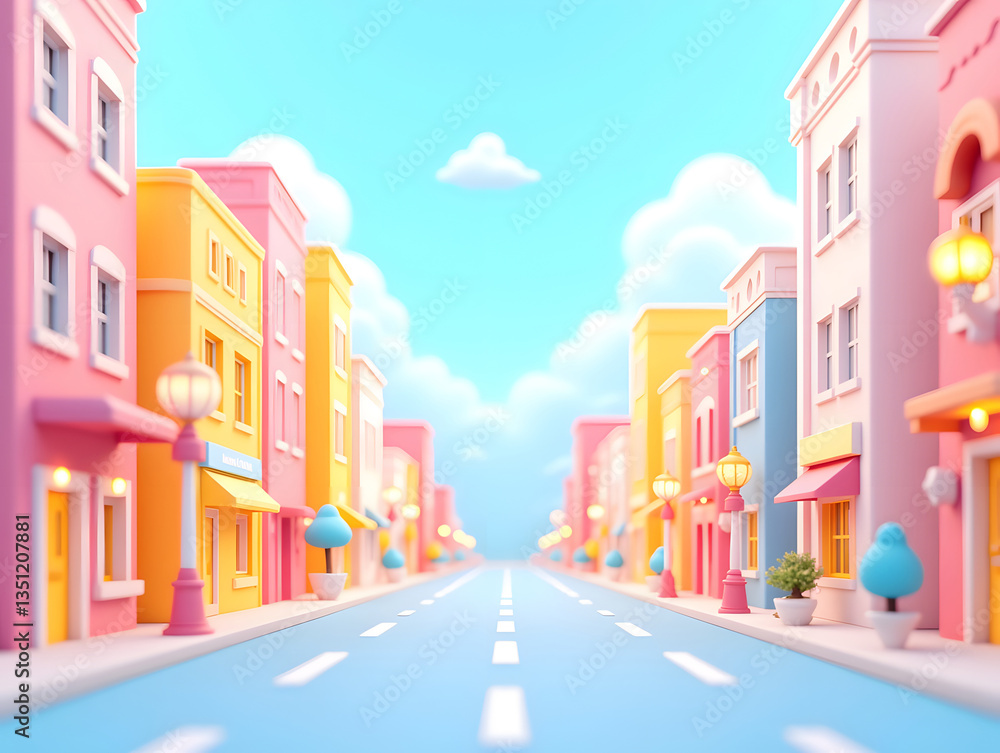 Fototapeta premium City and blank road ground 3D rendering, Double Eleven e-commerce background image