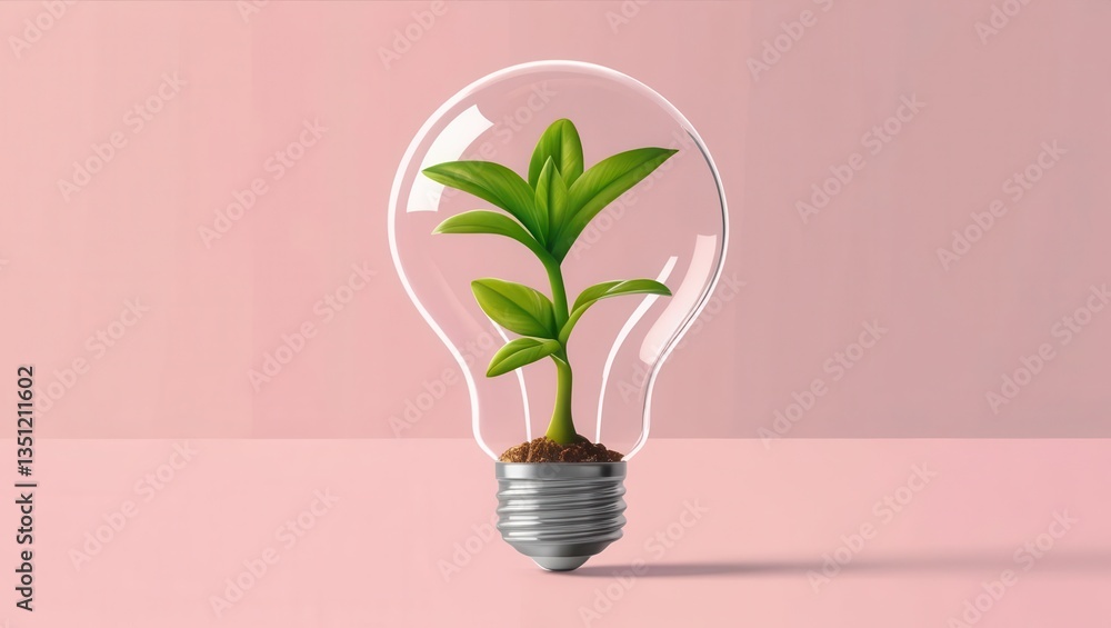 Low-carbon 3D concept. Light bulb with a plant symbolizes eco-friendliness and sustainability. Low-carbon 3D concept. Light bulb with a plant symbolizes eco-friendliness and sustainability.