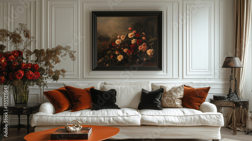 Parisian Vintage Apartment Interior with Elegant Decor & Warm Lighting