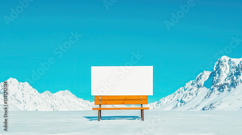 Minimalist outdoor billboard with a blank white display, clear sky, and natural lighting
