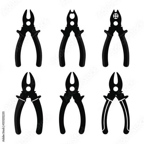 wire cutter digital icons of silhouette black shape vector illustration isolated on white background