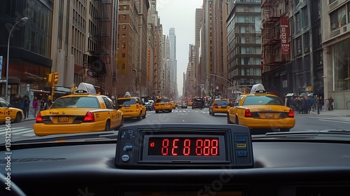 City Taxi Meter Displaying Fare Information