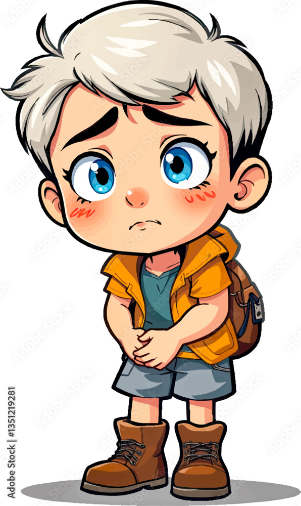 a boy with white hair and blue eyes standing in front of a white background a boy with white hair and blue eyes standing in front of a white background