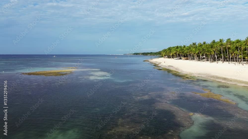 Aerial view of a beautiful tropical white sand beach, Panglao island, Philippines, 4k Aerial view of a beautiful tropical white sand beach, Panglao island, Philippines, 4k
