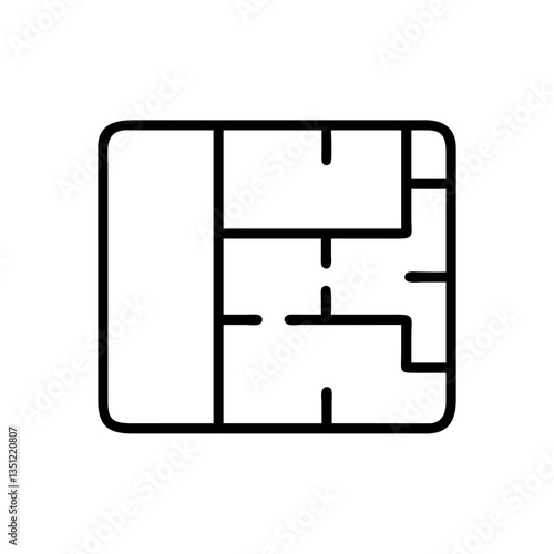 Apartment floor plan icon on transparent background, real estate purchase concept
