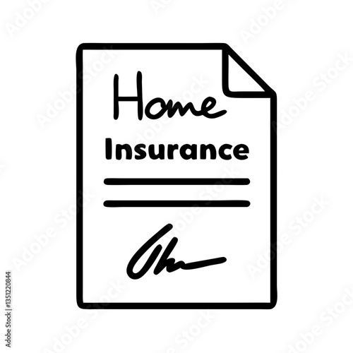 Home insurance document icon on transparent background, real estate purchase concept