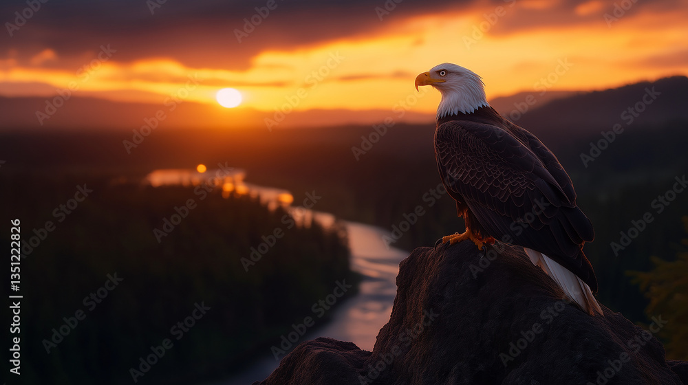 Fototapeta premium A eagle sitting on the rocks