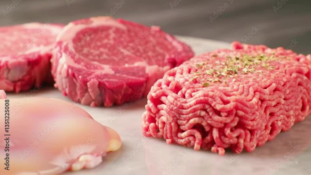 Fresh raw minced meat on a wooden board Fresh raw minced meat on a wooden board