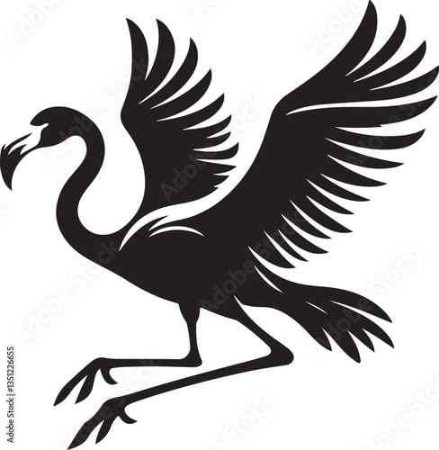 Black Silhouette Flamingo Vector Art
