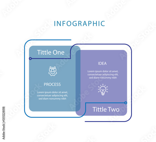 2 step infographic template, 2 table or columns information with line style. Vector timeline can be used workflow, business presentation and web graphic design 