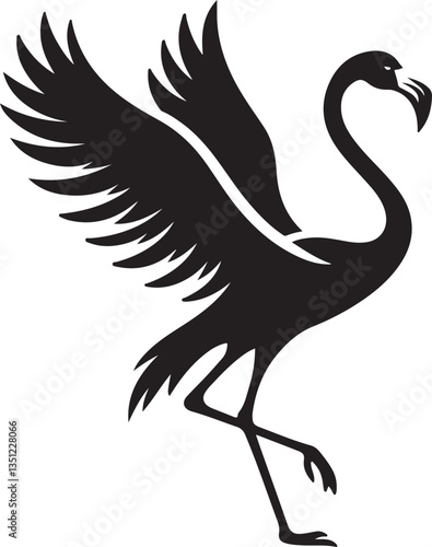 Black Silhouette Flamingo Vector Art
