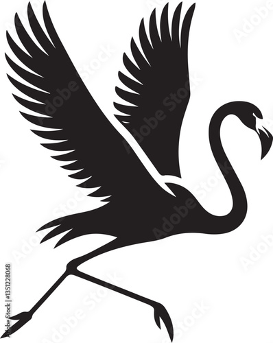 Black Silhouette Flamingo Vector Art
