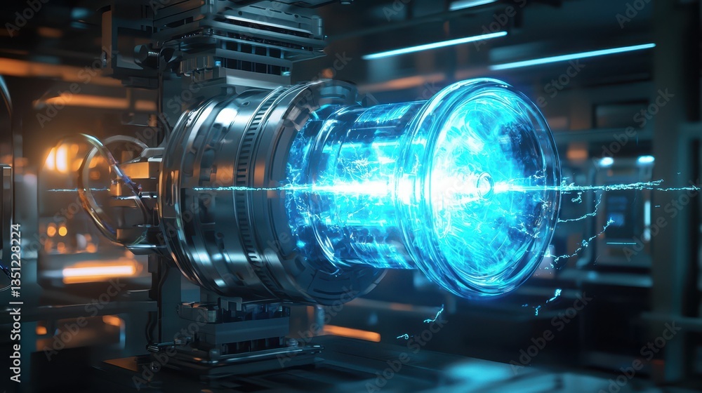 Fototapeta premium Futuristic Energy Generator with Glowing Blue Plasma Technology