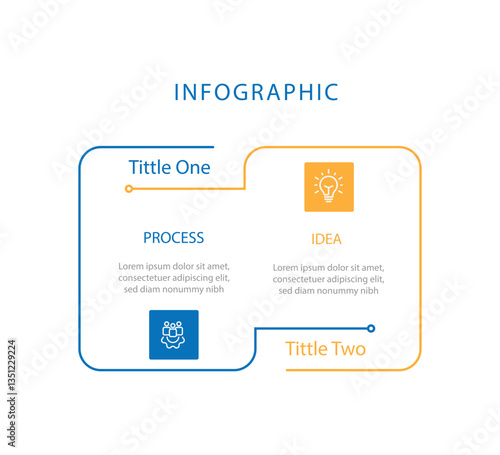 2 step infographic template, 2 table or columns information with line style. Vector timeline can be used workflow, business presentation and web graphic design 
