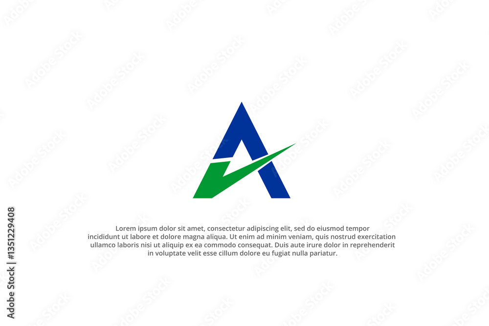Blue letter A with a green check mark logo Blue letter A with a green check mark logo
