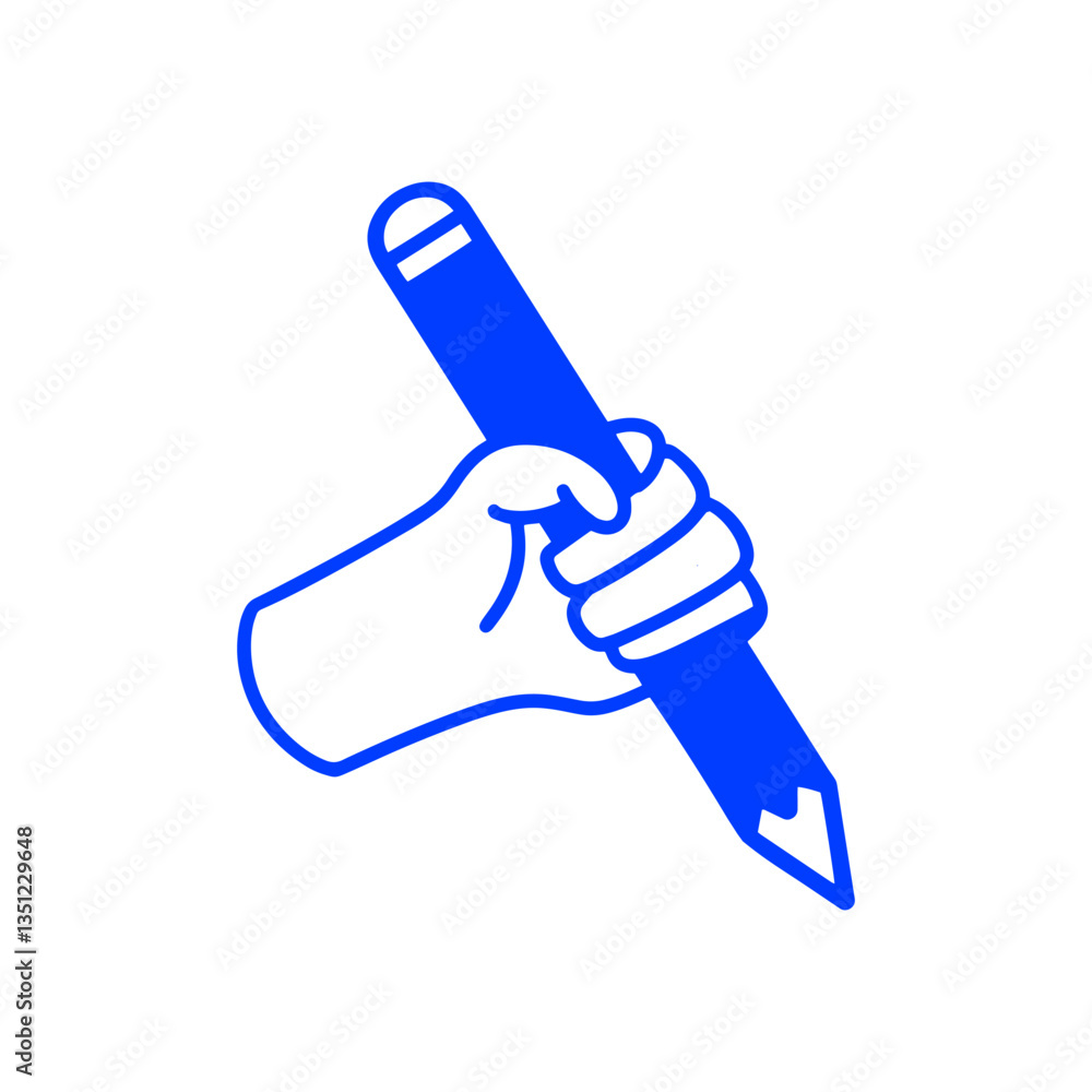 Hand-drawn vector logo design elements and graphic elements for advertising, branding, posters and banners. Hand holding a pencil Hand-drawn vector logo design elements and graphic elements for advertising, branding, posters and banners. Hand holding a pencil