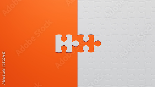 Striking Puzzle Piece Contrast: Creative Concept of Connection and Solution