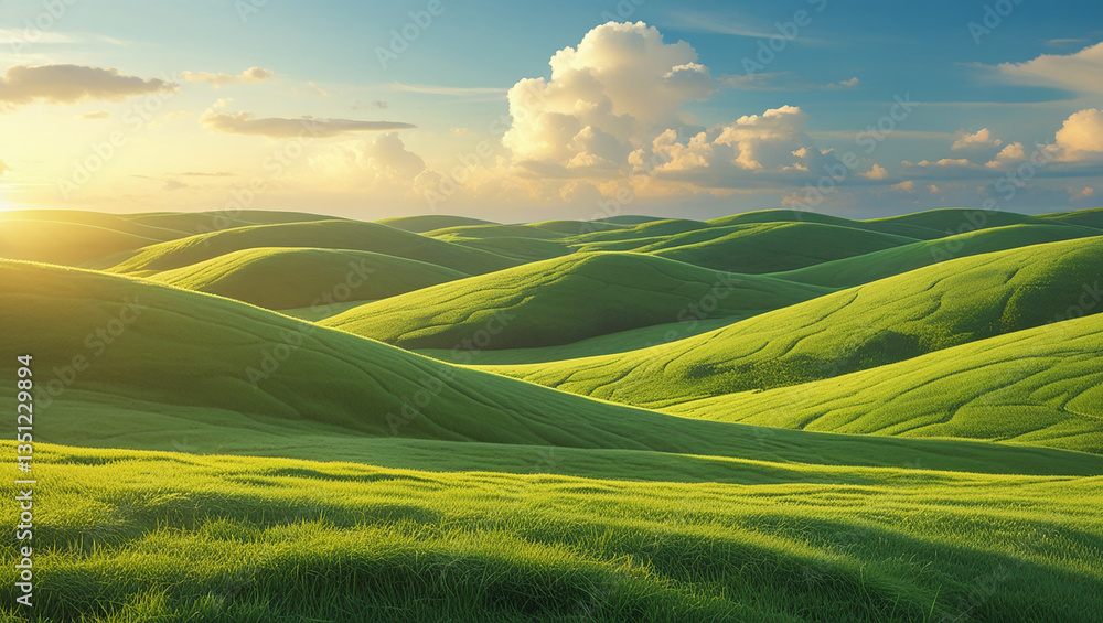 Obraz premium landscape with green field and blue sky