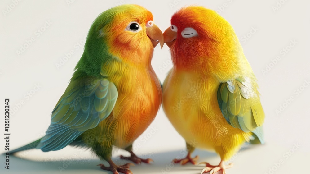 Obraz premium Two Lovebirds Sharing a Tender Moment