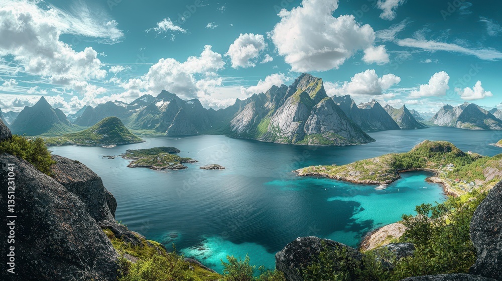 Obraz premium Breathtaking Panoramic View of Lofoten Islands in Norway