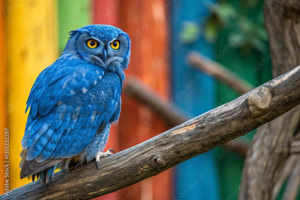 Obraz premium A blue owl and nature background