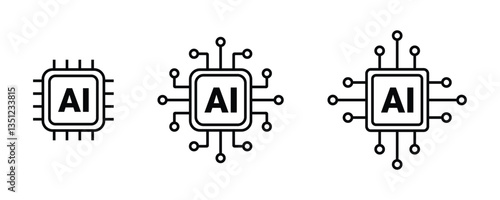 Artificial intelligence AI processor chip vector icon. AI system icon vector illustration