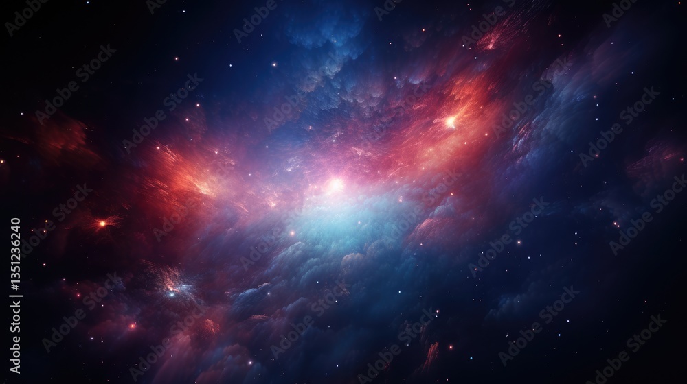 Naklejka premium Cosmic Nebula with Vivid Colors